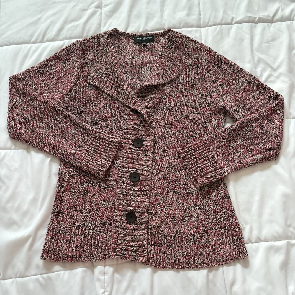 Womens Size Small Sweater Cardigan Speckled Retro Y2K Dainty Romantic Pink